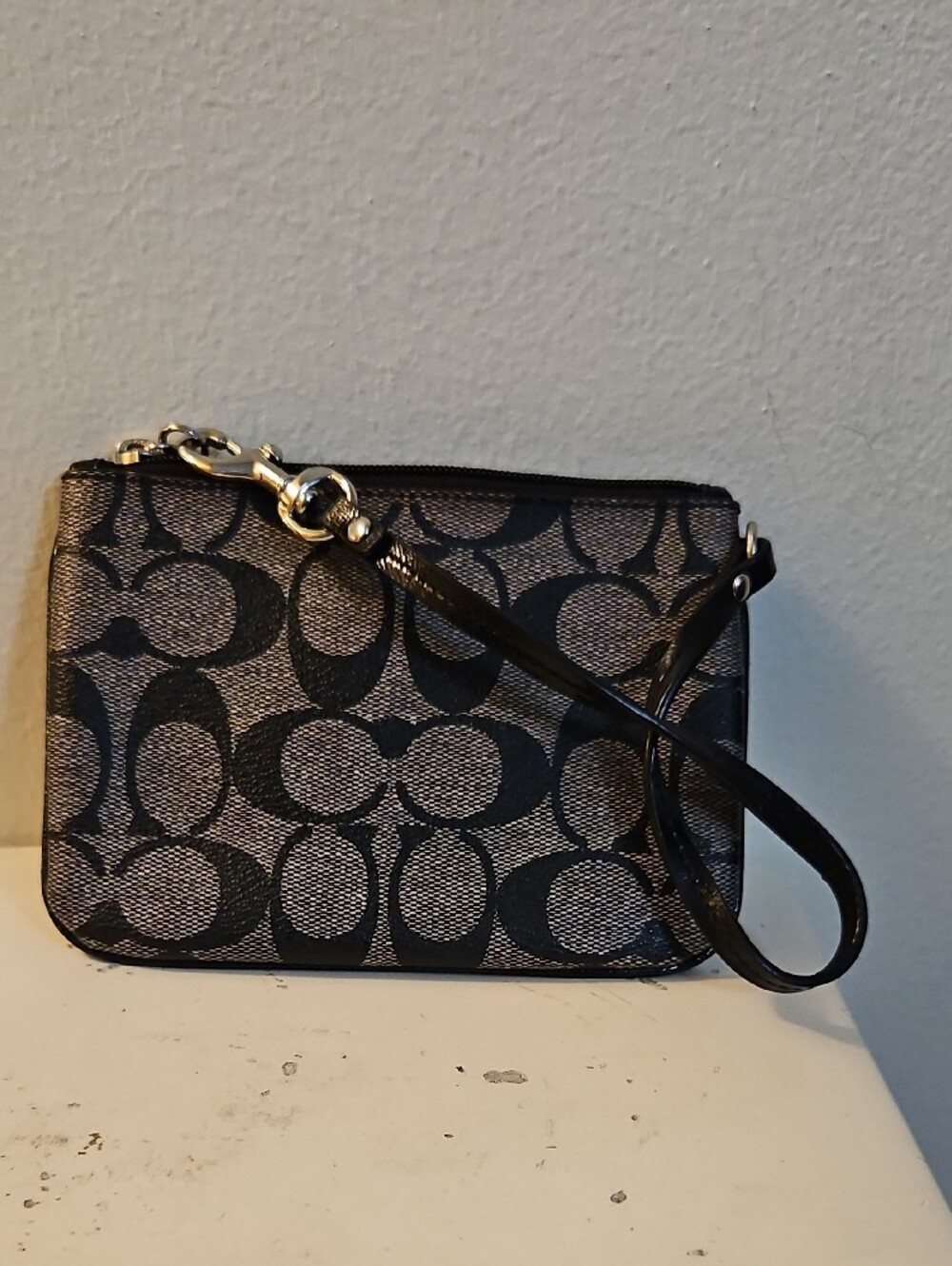 Coach Black and Gray Signature Wristlet Pouch - Picture 4 of 4